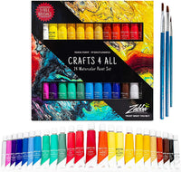 Crafts 4 All 24 - Juego de pintura para acuarelas de alta calidad para artistas, estudiantes y principiantes, perfecto para pinturas de paisajes y retratos en lienzo (24 x 0.4 fl oz) - Arteztik
