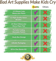 Juego de pintura de acuarela RISEBRITE para niños, 42 piezas, incluye pinturas de acuarela, pinceles, almohadilla de color de agua y más suministros de arte, kit de pintura de inicio perfecto para artistas principiantes - Arteztik
