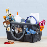 Gran bolsa de almacenamiento para manualidades con 10 bolsillos | álbum de recortes, costura, suministros de arte, organizador con asas, estuche de transporte perfecto para viajes, escuela, suministros médicos u oficina | azul cielo - Arteztik
