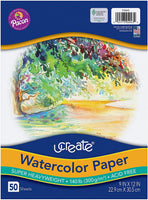 Papel de acuarela, blanco, 9 x 12 pulgadas, 50 hojas - Arteztik
