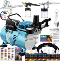 Master Airbrush KIT-SP19-20 juego de pintura con sistema vaporizador con compresor estándar (11 elementos) - Arteztik
