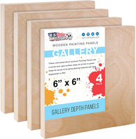 U.S. Art Supply - Tableros de madera de abedul de 24.0 x 24.0 in (24 x 24 pulgadas) de profundidad de artista (2 unidades) – lienzo de pared de madera de profundidad – pintura de medios mixtos, acrílico, aceite, encáustico - Arteztik
