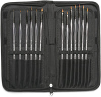 Kit de pintura en miniatura – (juego de 13) Micro detalles pinceles de pintura con estuche de transporte negro para pintar figuras de acción, modelos, arte de uñas, uñas de fantasía, acrílico, aceite, arte detallado, vidrieras y más - Arteztik

