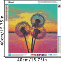 5D DIY Diamond Painting Kits for Adults by Ritoti Full Drill Rhinestone Diamond Painting Art Craft for Home Wall Decor (15.75x15.75 Inch,Dandelion in The Dusk) - Arteztik
