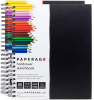 Cuaderno de bocetos 2 unidades, tapa dura encuadernado en espiral, 80 hojas, 74 libras, papel de dibujo sin ácido blanco con perforado 8.5 por 11 en páginas, para artistas profesionales y estudiantes, cubierta negra - Arteztik
