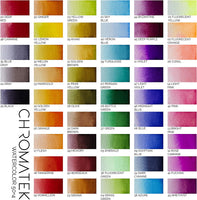 54 bolígrafos de acuarela, 15 páginas y vídeo en línea Tutorial Series de Chromatek. Punta de cepillo real. 4 pinceles de mezcla. Fácil de mezclar. Vivo. Liso. 50 colores únicos. Suministros de arte profesional. - Arteztik
