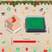 Konsait - 34 sellos de madera de Navidad con almohadilla de tinta de colores, sello de goma de madera de vacaciones Cavalli mini sellos con dibujo para colorear lápiz de arte suministros para tarjetas de felicitación - Arteztik
