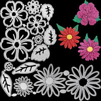 2 juegos de plantillas de corte de metal con diseño de flores y hojas, 14 estilos, plantillas de troquelado 3D para manualidades, álbumes de recortes, tarjetas de papel, 14 unidades en total - Arteztik
