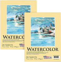 U.S. Art Supply - Bloc de papel para pintura de acuarela (9.0 x 12.0 in, 6.70 oz/m²), almohadilla de 24 hojas (paquete de 2 almohadillas) - Arteztik
