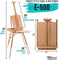 U.S. Art Supply Coronado Caballete de madera grande estilo francés para campo y estudio con cajón de artista, paleta, madera de haya premium, trípode de madera ajustable para pintura, bocetos, exhibición - Arteztik
