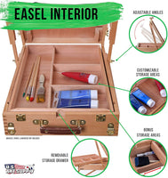 U.S. Art Supply Coronado Caballete de madera grande estilo francés para campo y estudio con cajón de artista, paleta, madera de haya premium, trípode de madera ajustable para pintura, bocetos, exhibición - Arteztik
