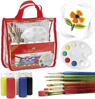 Faber-Castell - Juego de pintura texturizada para niños (12 piezas, 5 pinceles de pintura Tempera y pinceles de textura) - Arteztik
