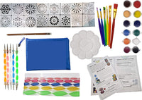 50 PC Mandala Rock Dotting Kit with Paint and Instructions, Mandala Dotting Tools, Rock Painting Kit for Adults, Instructions How to Dot Paint, Dot Painting Tool kit with Storage Bag, Mandala Stencil - Arteztik
