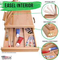 US Art Supply. Mesa caballete de madera portátil La Jolla de 36 pulgadas con cajón de madera de 4 compartimientos. - Arteztik
