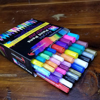 35 bolígrafos de pintura acrílica, doble paquete de punta extra fina y media, para pintura en roca, taza, cerámica, vidrio y tela, a base de agua, no tóxico y sin olor. - Arteztik
