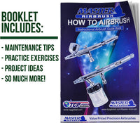 Kit de compresor de aire Master Airbrush, modelo VC16-B22, sistema de aerografía con compresor de aire para aerografía portátil y pequeño de color negro MAS KIT-VC16, incluye libro de aerografía para principiantes - Arteztik
