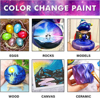 Juego de pintura acrílica que cambia de color, 16 colores camaleón, pintura acrílica en botellas (2.0 fl oz), no tóxica para artistas, principiantes y niños en rocas, manualidades, lienzos, madera, tela, cerámica - Arteztik
