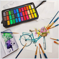 Bianyo - Juego de acuarelas de 36 colores vibrantes, papel de acuarela, paleta de pinceles para pintura de niños y adultos, para colorear, estuche de regalo de viaje - Arteztik

