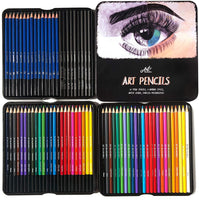 Juego de 72 lápices de arte con 15 bocetos, 24 colores al óleo, 24 acuarelas y 9 lápices de carbón. Para principiantes, adultos y profesionales. - Arteztik
