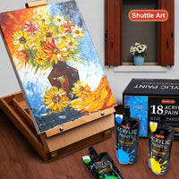 Pintura acrílica, Shuttle Art 18 colores acrílico bolsas de pintura (4.1 fl oz/4.06 oz), Artist Grade acrílico pintura Set, ricos pigmentos, no tóxico para artistas, principiantes y niños en rocas manualidades lienzo madera cerámica - Arteztik
