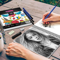 Artisto - Juego de lápices para dibujar y dibujar (18 artículos, perfecto para principiantes, niños o cualquier artista aspirante, incluye lápices de grafito y palillos, lápices de carbón, gomas de borrar y sacapuntas - Arteztik
