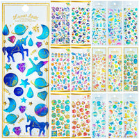 16 hojas de pegatinas de epoxi con diseño de unicornio de océano para niños, pegatinas 3D para diario, planificador, portátil, botella de agua, libro de recortes, planificador - Arteztik
