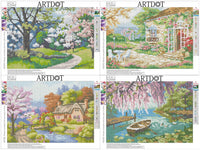 ARTDOT - Juego de 4 kits de pintura de diamante 5D para adultos, kit de pintura de diamantes de imitación de cristal para perforación completa, arte para decoración de pared del hogar, regalo de 12 x 16 pulgadas - Arteztik

