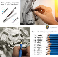 Kit de dibujo de alta calidad, incluye lápices de dibujo y dibujo, almohadilla de dibujo A5; juego de arte de 41 piezas de calidad profesional, presentado en estuche resistente con soportes plegables integrados. - Arteztik
