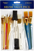 Artlicious - Juego de 25 pinceles de pintura multiusos, ideal para acrílico, aceite, acuarela, aguamarina - Arteztik
