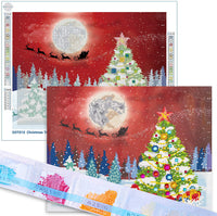Kit de pintura de diamante para adultos 5D con diamantes para manualidades con dibujo de trineo de árbol de Navidad con dibujo de trineo de diamantes por número con taladro de arte gemático y puntos, 16.0 x 12.0 in - Arteztik
