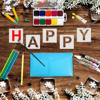72 PCS Letter Stencils for Painting on Wood - Alphabet Stencils with Calligraphy Font Upper and Lowercase Letters - Reusable Plastic Art Craft Stencils with Numbers and Signs - 3'',4'' - Arteztik

