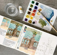 Kit de acuarela (completo) con cuaderno creativo de arte DIY regalo acuarela paleta pinturas Insparea How-to Coloring Watercolor Sketchbook Like Paint by Numbers - Arteztik
