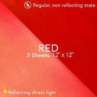 Cinta de vinilo reflectante roja, 12.0 x 12.0 in, láminas de vinilo adhesivo reflectante para Cricut, manualidades, pegatinas, calcomanías, letreros, bicicletas, cascos, dirección, buzones, cáscara y pega por Turner Moore Edition (paquete de 3) - Arteztik
