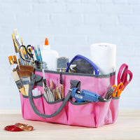 Gran bolsa de almacenamiento para manualidades con 10 bolsillos | álbum de recortes, costura, suministros de arte, organizador con asas, estuche de transporte perfecto para viajes, escuela, suministros médicos u oficina | azul cielo - Arteztik
