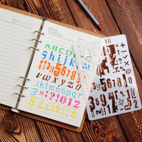 YUEAON 12 plantillas de letras y números para letras A5 Bullet Journal Suministros Scrapbooking Pintura Dibujo Artesanía -5 × 7 pulgadas - Arteztik

