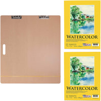 US Art Supply 23" x 26" Artist Sketch Tote Board Bundled with 9" x 12" Premium Heavy-Weight Watercolor Painting Paper Pad, 60 Pound (300gsm), Pad of 12-Sheets (Pack of 2 Pads) - Arteztik
