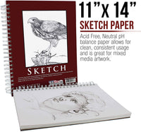 US Art Supply - Tablero de dibujo de artista (18.0 x 18.0 in, incluye 11.3 x 14.0 in, encuadernado en espiral lateral, 60 libras, 2 almohadillas), 100 hojas en cada bloc de papel - Arteztik
