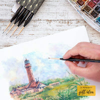 Artegria - Juego de 5 pinceles de pintura en miniatura, tamaño redondo 3/0 000 con puntas finas, mango ergonómico para pequeñas escalas, modelo de ejército de arte y pintura por números para adultos, aceite acrílico para acuarela - Arteztik
