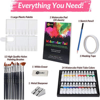 Juego de pintura de acuarela RISEBRITE para niños, 42 piezas, incluye pinturas de acuarela, pinceles, almohadilla de color de agua y más suministros de arte, kit de pintura de inicio perfecto para artistas principiantes - Arteztik
