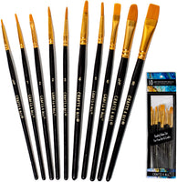 Crafts 4 All - Juego de 12 pinceles para pintura, punta fina, punta redonda, nailon, pinceles acrílicos para acuarela, 10 - Arteztik
