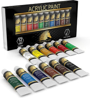 Juego de pintura acrílica. Pinturas artísticas de calidad para pintar lona, madera, arcilla, tela, uñas, cerámica y artesanías. 12 colores vibrantes de cuerpo pesado de 0.40 fl oz. Pigmentos ricos. Artículos profesionales de MyArtscape - Arteztik
