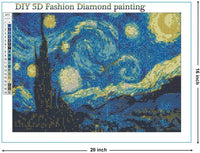 Kits de pintura de diamante para adultos, manualidades para decoración de pared del hogar, con diamantes de imitación de cristal, pintura 5D por números, noche estrellada, tamaño grande 16.0 x 20.0 in - Arteztik
