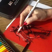 Juego de 72 lápices de arte con 15 bocetos, 24 colores al óleo, 24 acuarelas y 9 lápices de carbón. Para principiantes, adultos y profesionales. - Arteztik
