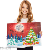 Kit de pintura de diamante para adultos 5D con diamantes para manualidades con dibujo de trineo de árbol de Navidad con dibujo de trineo de diamantes por número con taladro de arte gemático y puntos, 16.0 x 12.0 in - Arteztik
