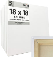 Milo Lienzo de artista estirado, 18.0 x 18.0 in, paquete de 5, marco de 1-3/8 pulgadas - Arteztik
