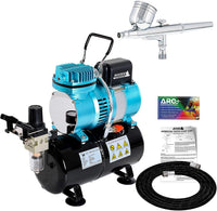 Master Airbrush, G22, juego de aerógrafo con compresor Master TC-20T con tanque de aire, manguera neumática y acción dual G22, alimentación por gravedad - Arteztik
