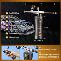 KIBEE - Kit de aerógrafo recargable de mano, mini compresor de aire, pistola de aerógrafo portátil inalámbrico para maquillaje, tatuaje, arte de uñas, pintura facial, pintura de modelo, decoración de tartas - Arteztik
