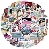 Ukiyoe - Pegatinas de ondas (50 unidades), diseño de olas de surf de estilo japonés, para ordenador portátil, botella de agua, coche, monopatín, cuaderno, perfecto para niños, adolescentes, estudiantes, ukiyoe Wave - Arteztik
