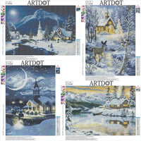ARTDOT - Juego de 4 kits de pintura de diamante 5D para adultos, kit de pintura de diamante de invierno por número, taladro completo, arte de diamantes de imitación para regalo de Navidad, decoración de pared para el hogar, 12 x 16 pulgadas - Arteztik
