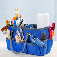 Gran bolsa de almacenamiento para manualidades con 10 bolsillos | álbum de recortes, costura, suministros de arte, organizador con asas, estuche de transporte perfecto para viajes, escuela, suministros médicos u oficina | azul cielo - Arteztik
